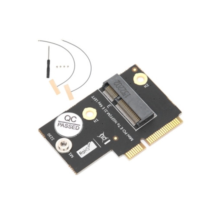 Адаптер M.2 Ngff Key E към Mini PCIe, нископрофилен, съвместим с Ax200 и Lenovo Y510p