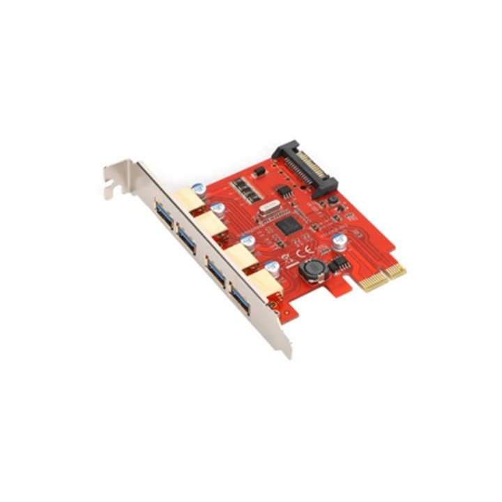 Adaptor card de expansiune USB 3.0, 4 porturi, cu port de alimentare SATA
