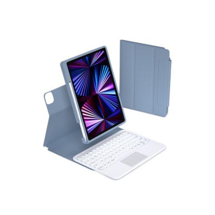 Калъф с Bluetooth клавиатура за iPad Air4 2020 10.9/iPad Pro 11 2021/2020/2018, син