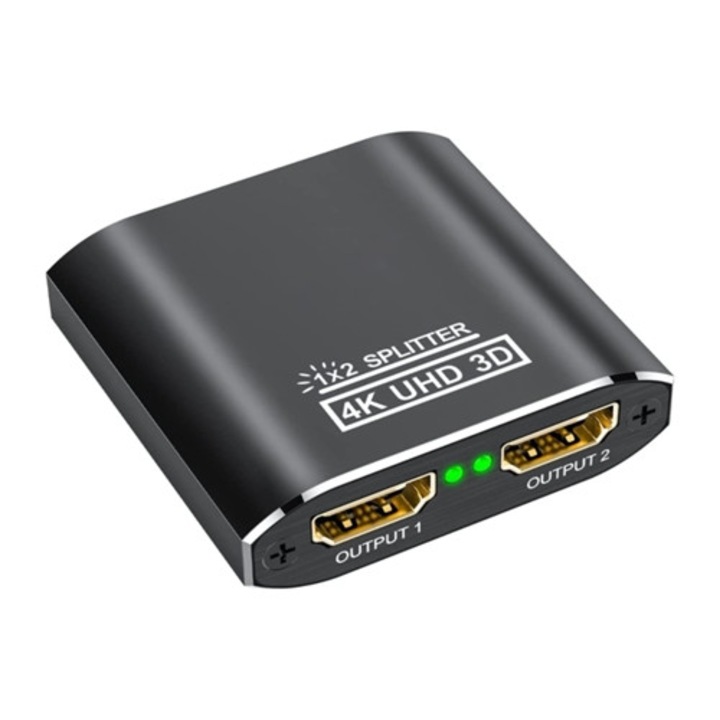 Adaptor splitter HDMI 4K, negru, 2 porturi
