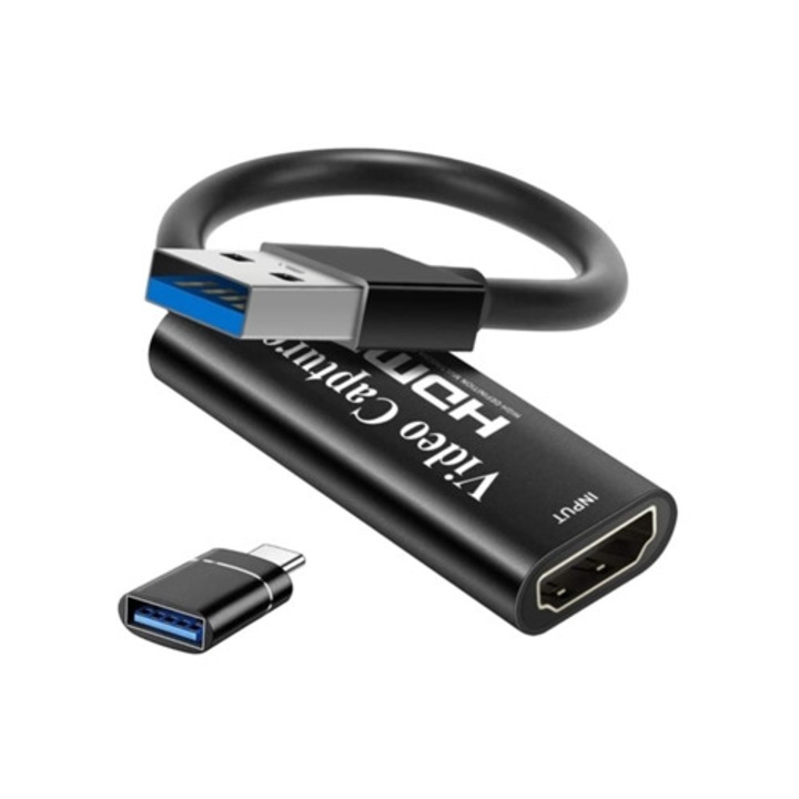 4K HDMI videórögzítő kártya, fekete, HDMI1213-Y17
