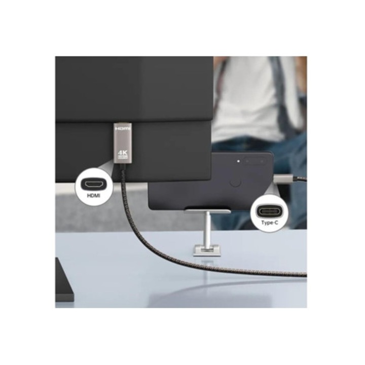 Cablu HDMI 2.0 la USB-C 4K@60Hz 1080P@144Hz 1m