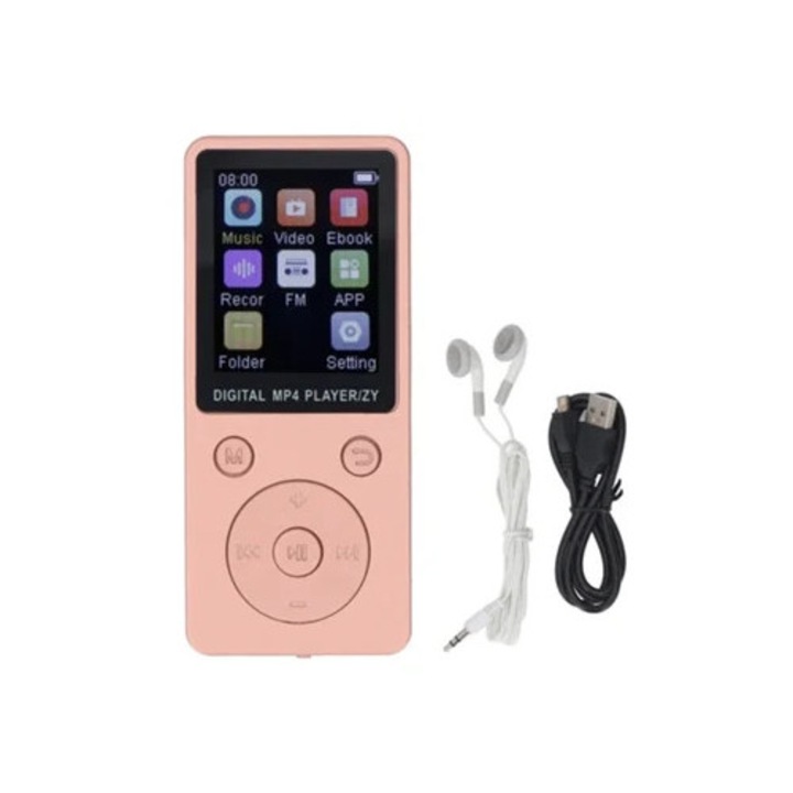 Player MP3 MP4, 1.8 inch, ecran colorat, 16GB, suport pana la 128GB, aurie