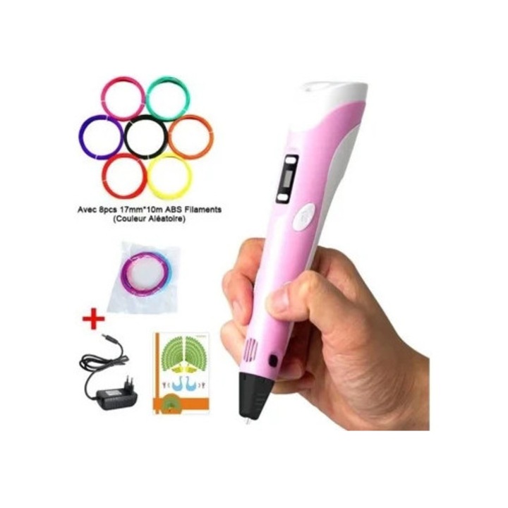 Creion 3D, 8 culori, filament ABS 1.75mm*10m, roz