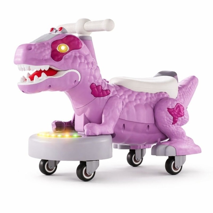 Jucarie Ride-On Dinozaur, Mixbo, Mov cu Lumina LED si Miscare 360°, pentru Copii 1–3 Ani
