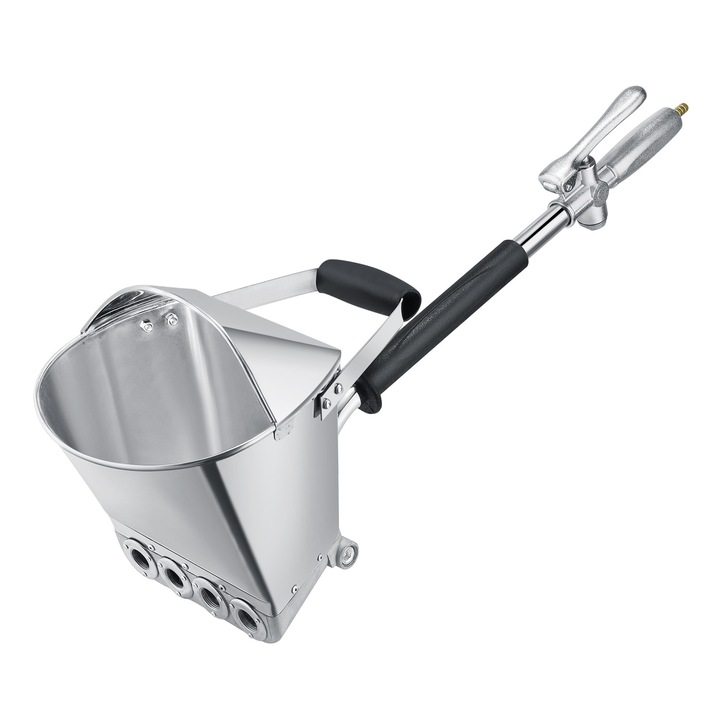 Pistol pentru mortar si tencuiala, Pistol cu buncar, Pentru ciment, gips si tencuiala, Buncar cu capac, 8 duze metalice, Certificat CE, Auriu