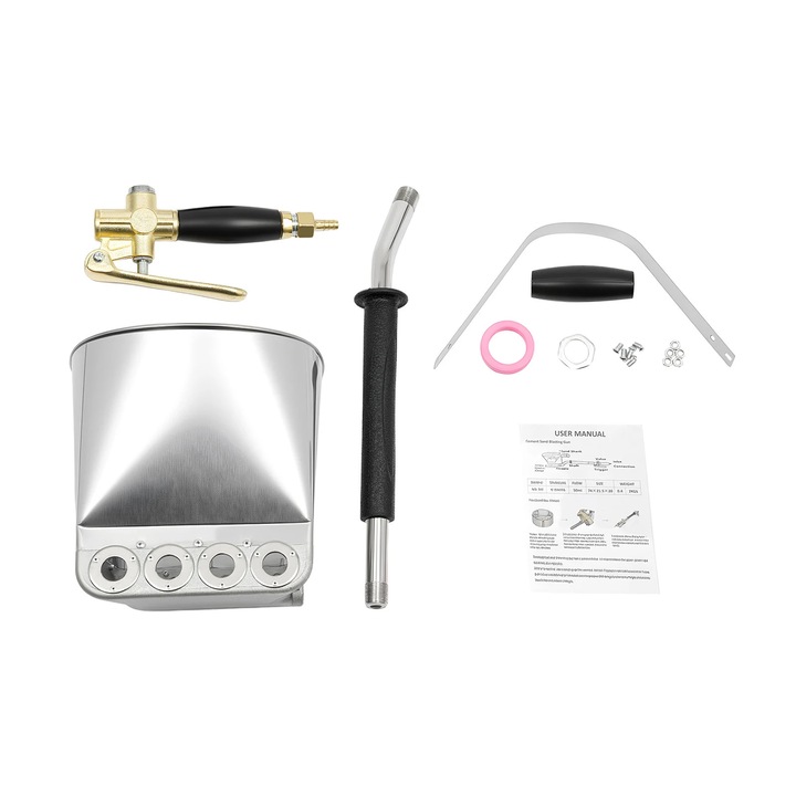 Pistol de pulverizare ciment, Aplicator mortar, 3, 5 L capacitate, 4 orificii de pulverizare, 8 Bar, Actionare cu aer comprimat, Gri deschis