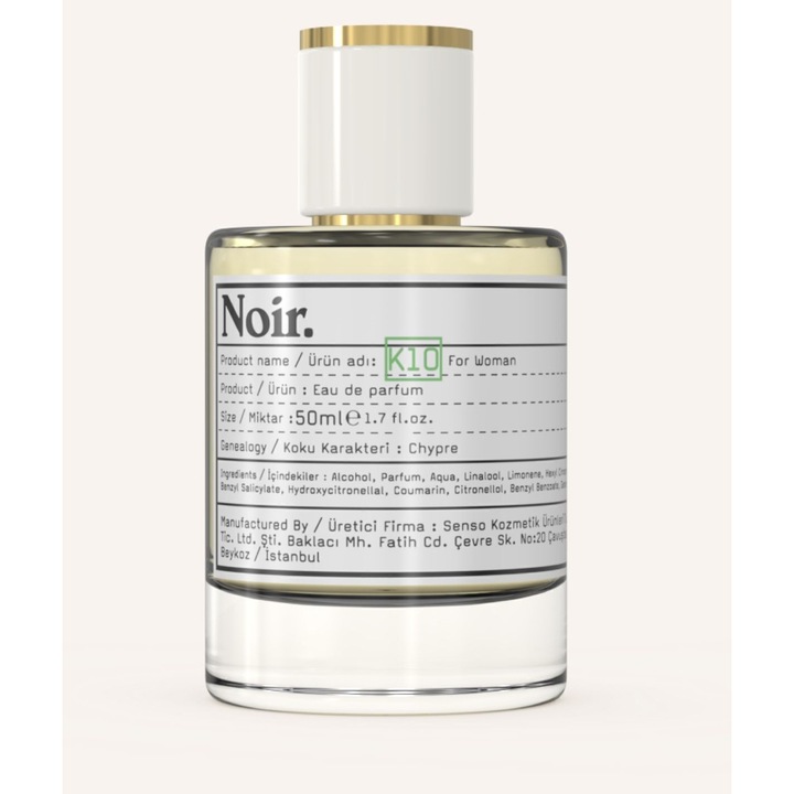 Apa de parfum Noir K10, 50ml, femei, note florale și fructate, sofisticat