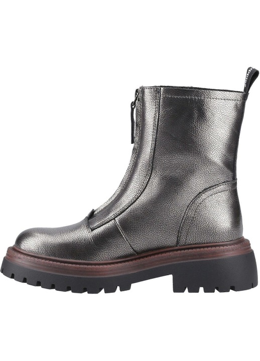 Hush Puppies Roxanna bokacsizma, ezüst, bőr, kényelmes cipzárral, Ezüstszín