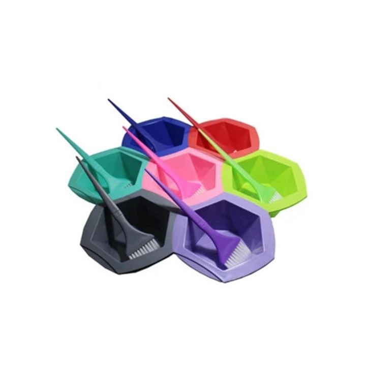 Set 7 boluri profesionale pentru vopsit parul cu 7 pensule