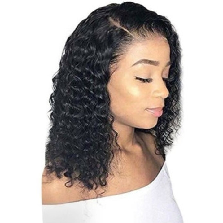 Peruca - Culoare neagra - 18 inch - Curly scurt - Lace Front