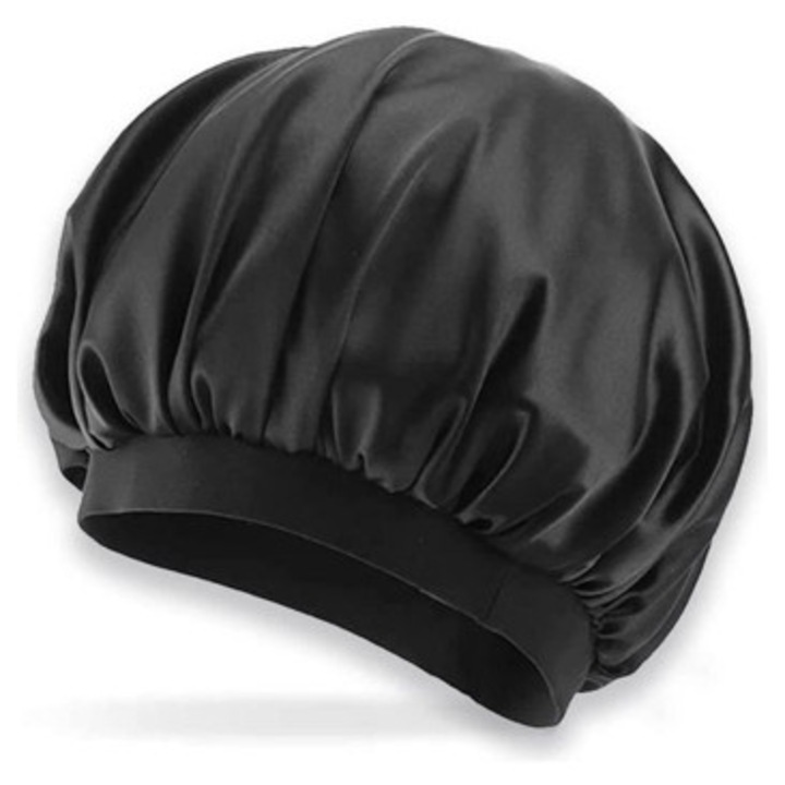 Caciula de satin pentru noapte, elastica, banda lata, moale la atingere