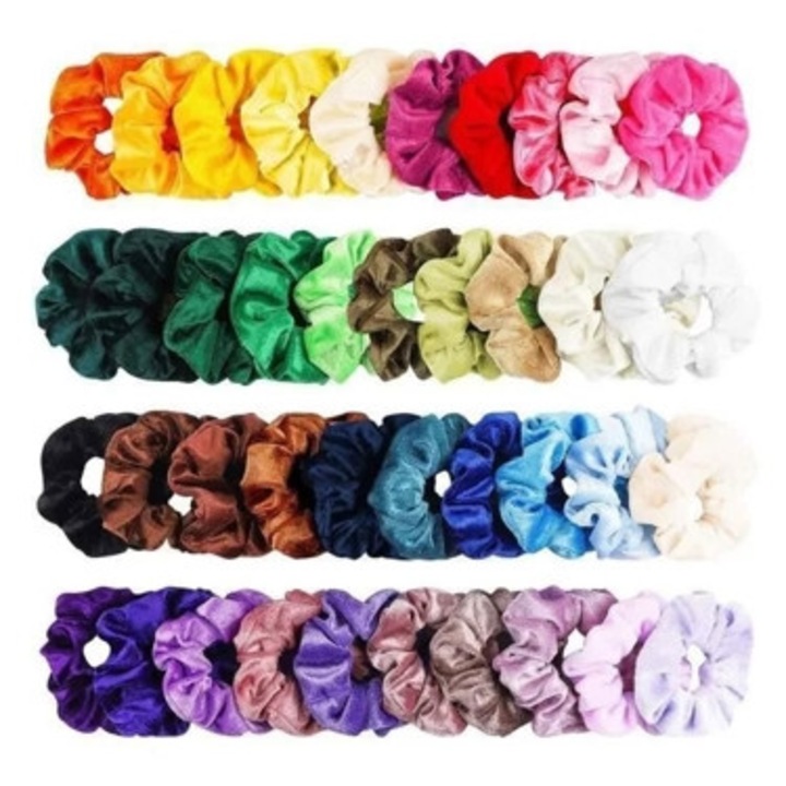 Set 20 elastice de par din catifea, accesorii par, multicolor
