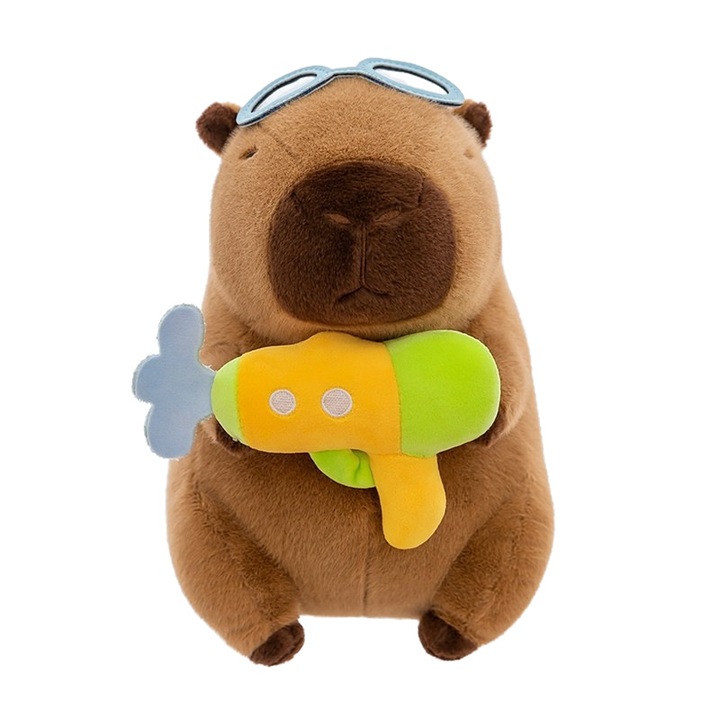 Jucarie de plus, Capybara, 40cm, costum de baie, pistol cu apa