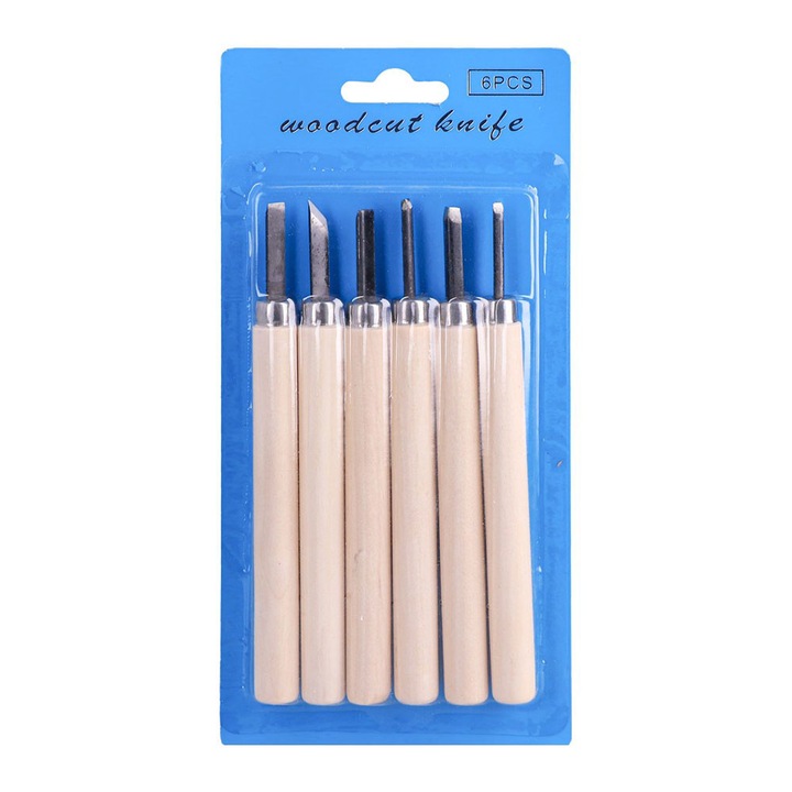 Cuțite pentru linoleum Statovac, cu mâner din lemn, 6 bucăți