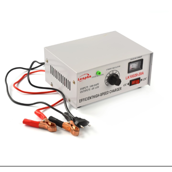 Зарядно за акумулатор Rockforce, 20A, 6/12V, автоматично изключване, 220-240V, 50Hz