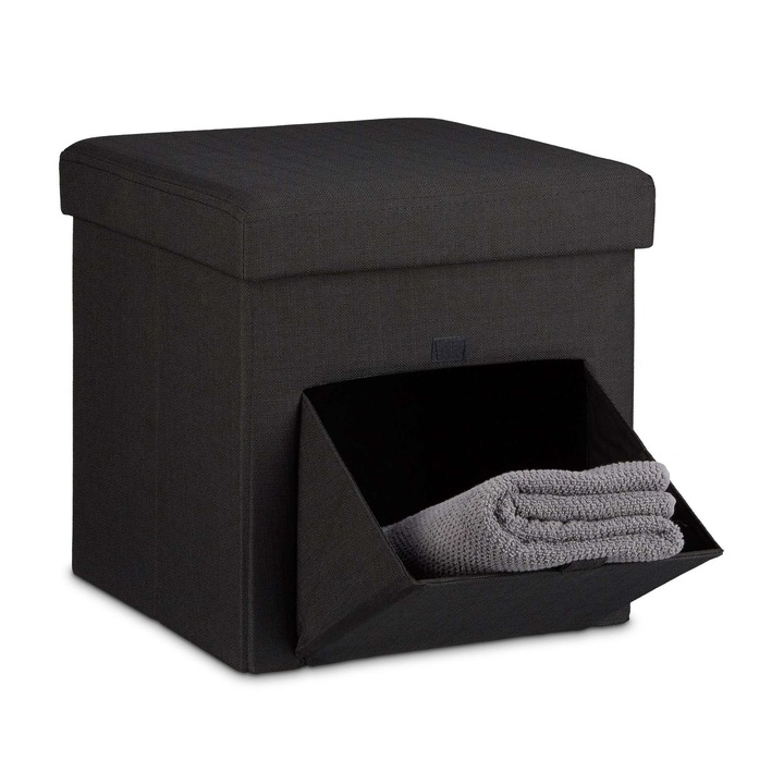 Сгъваем стол, Northio, табуретка за съхранение, ленен плат, 42x8см