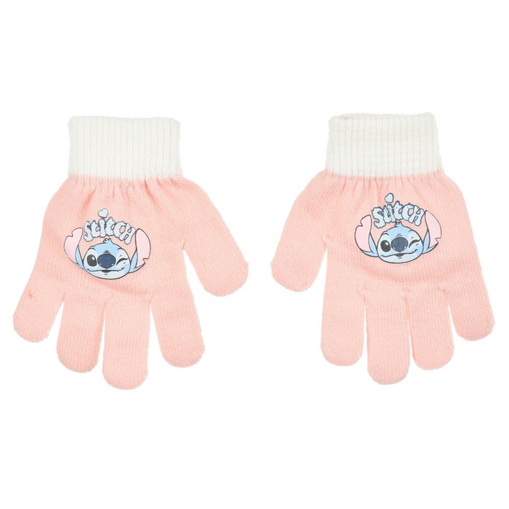 Mănuși copii, Disney, Lilo și Stitch, acril, roz, set