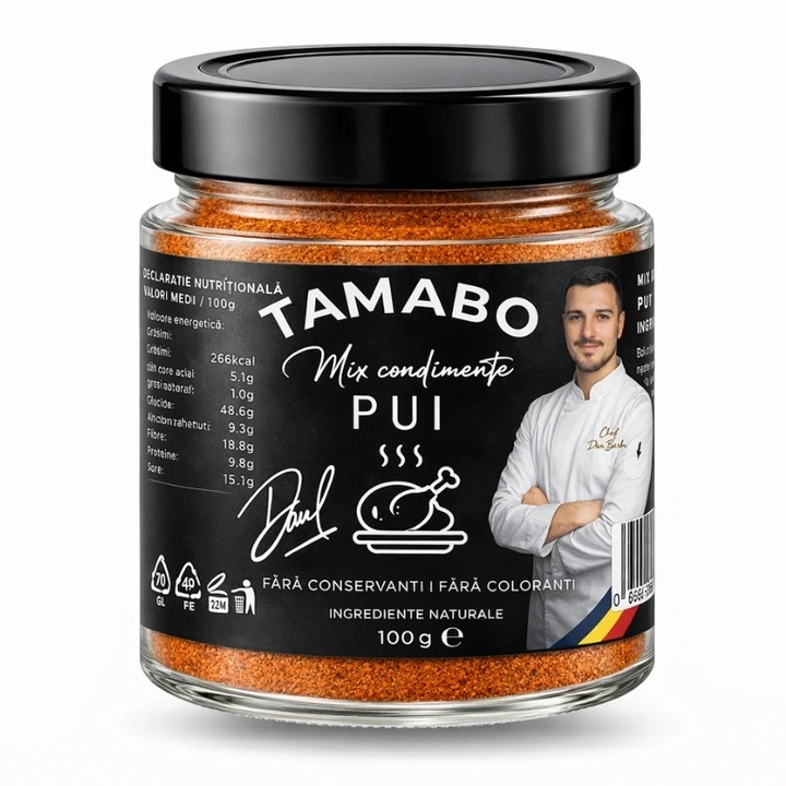 Mix de condimente pentru pui TAMABO 100g, boia dulce și afumată, usturoi, multicolor