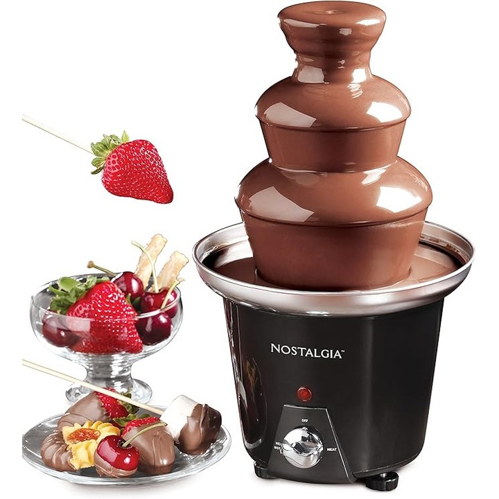 Nostalgia Fantana de Ciocolata Electrica 3 Etaje, 710 ml, Neagra – Pentru Ciocolata, Branza, Queso si Dulciuri, Ideala pentru Fructe, Legume si Aperitive