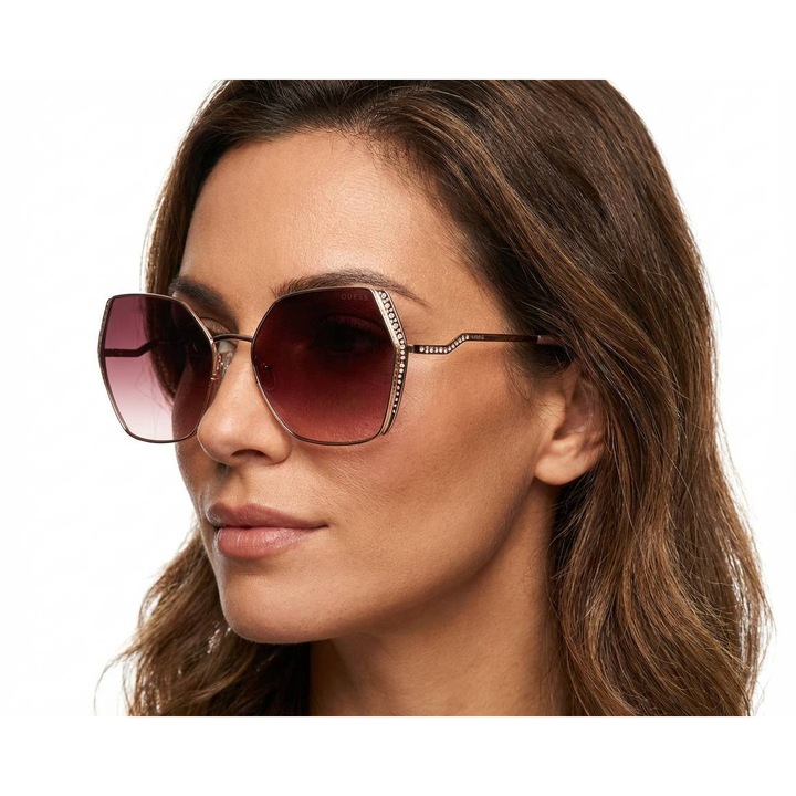 Ochelari de Soare Dama Guess GU7843-S – Rama Butterfly Rose Gold, Lentile Gradient UV400