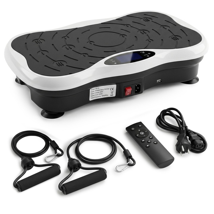 Вибрационна платформа Extralink Moonwalk SpinMove, бяла, 200W, фитнес уред за тренировки у дома, подпомага изгаряне на мазнини, укрепване на мускулите и подобряване на кръвообращението, стабилна конструкция и различни нива на интензивност