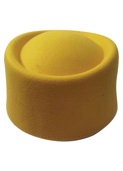 Palarie Pillbox pentru femei, galbena, 54-58cm