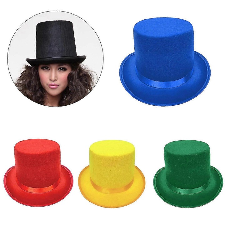 Palarie inalta din material pentru petreceri, galbena, marime S/M/L, set de 1 buc.