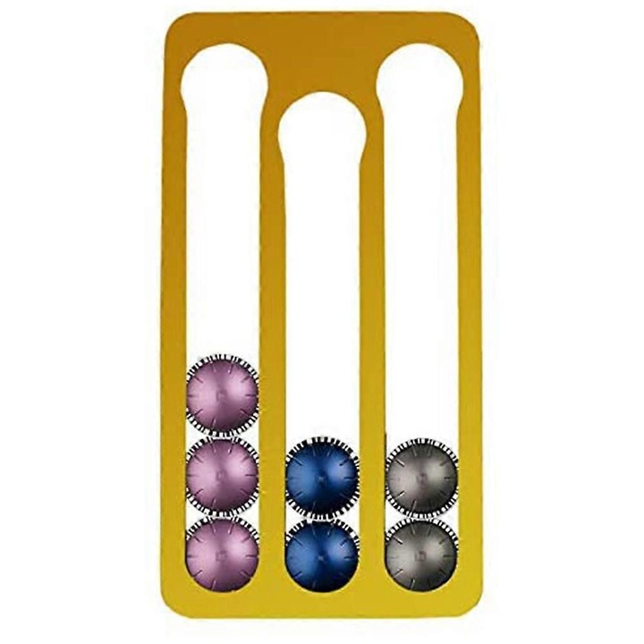 Suport capsule cafea Nespresso Vertuo, montare pe perete, design elegant, aluminiu, negru