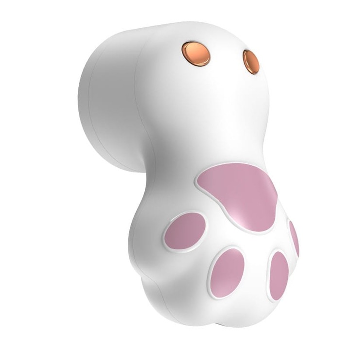 Aparat pentru Curatat Scame, Par Si Praf, Pentru Diferite Tipuri De Material, Incarcare USB Type-C, Model Labuta de Pisica, 14x7x7.5 cm, Alb-Roz