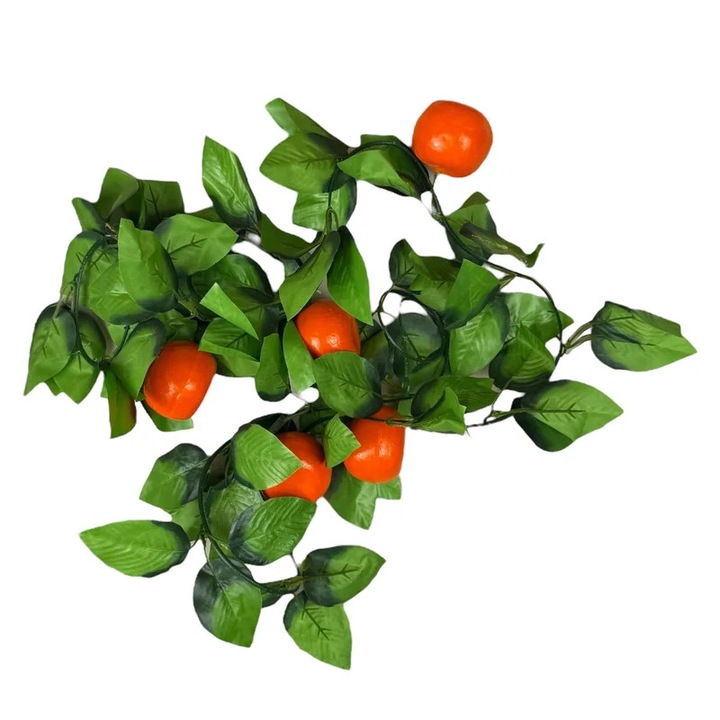 Ghirlanda Decorativa Artificiala cu Frunze si Mandarine Verde 2m pentru Decor Interior