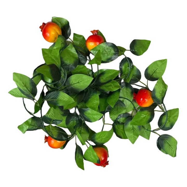 Ghirlanda Decorativa Artificiala cu Frunze si Rodii Verde 2m pentru Decor Interior