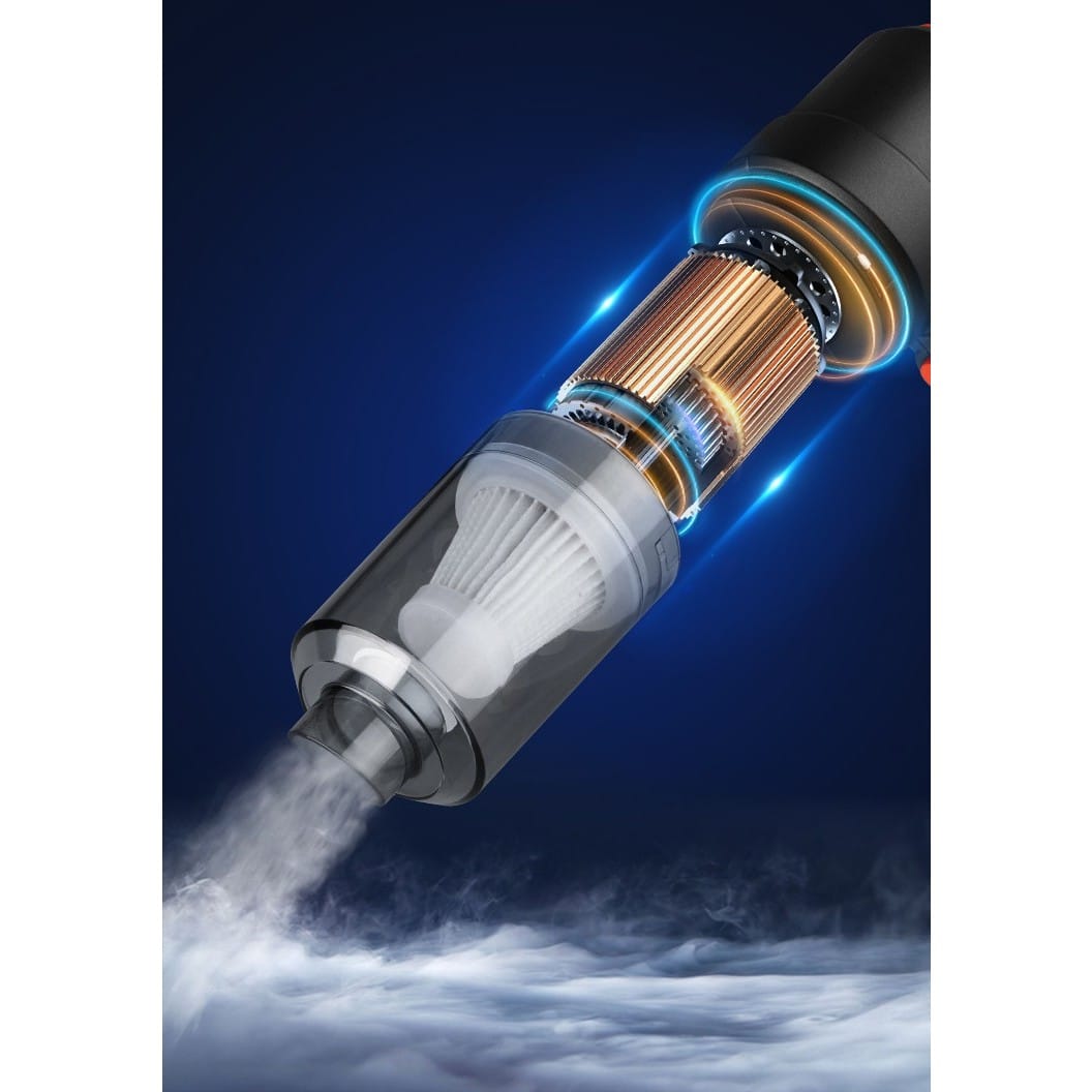 Aspirator Portabil fara Fir, Tip Pistol 2 in 1, Suflare si Aspirare, Incarcare USB, Pentru Casa si Masina, Autonomie 30 min, Negru