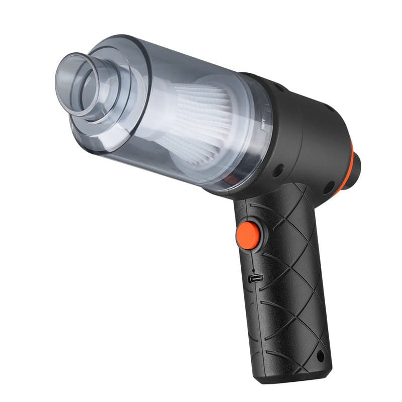 Aspirator Portabil fara Fir, Tip Pistol 2 in 1, Suflare si Aspirare, Incarcare USB, Pentru Casa si Masina, Autonomie 30 min, Negru