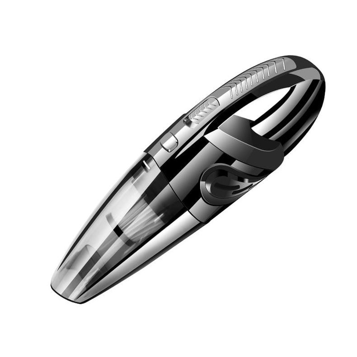 Aspirator de Mana Portabil Turbo pentru Uz Caznic sau Auto, Functie de Aspirare Umeda si Uscata, Incarcare USB, 32.000 rot/min, Putere 120W, Aspirare cu Vid de 4 Bar, 5 Accesorii pentru Spatii Inguste, Negru