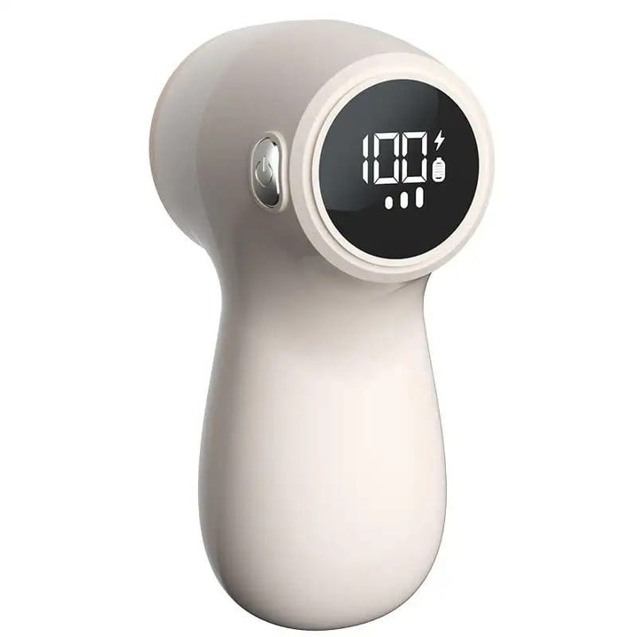 Aparat Electric de Curatat Scame 2in1, Indepartare Scame si Aspirare, 15 x 8.5 cm, din ABS si Otel Inoxidabil, Incarcare USB Tip C, Bej