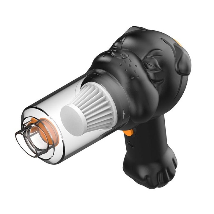 Aspirator Auto 4 in 1 Portabil fara Fir, 120W, Autonomie 1-3 h, 2 Viteze, Aspirare Umeda/Uscata, Functia de Sulfare/Umflare, Negru