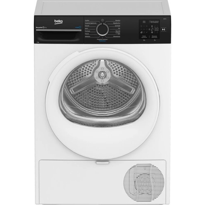 Uscator de rufe slim Beko BM3T3823WBW, 8 kg, pompa de caldura, SteamCure, Clasa D, alb