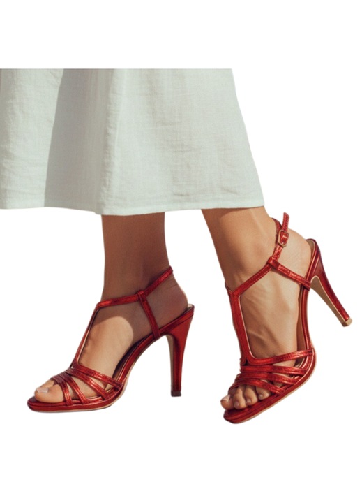 Sandale elegante cu toc 206-9rosu 124545, Rosu