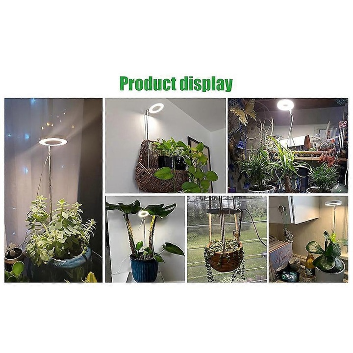 Lampa de Crestere pentru Plante, LED cu Spectru Complet, Design Compact, Inaltime Ajustabila, Plastic+Metal