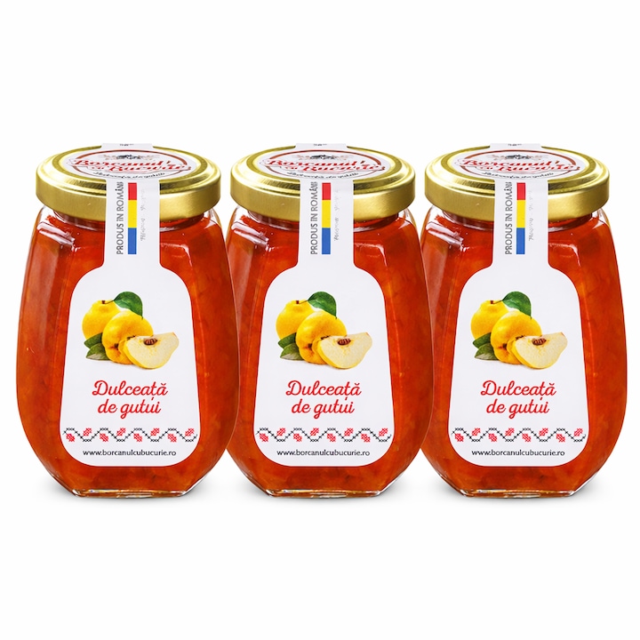 Dulceață de gutui, Borcanul cu Bucurie, 3 x 235g, naturală, fără conservanți