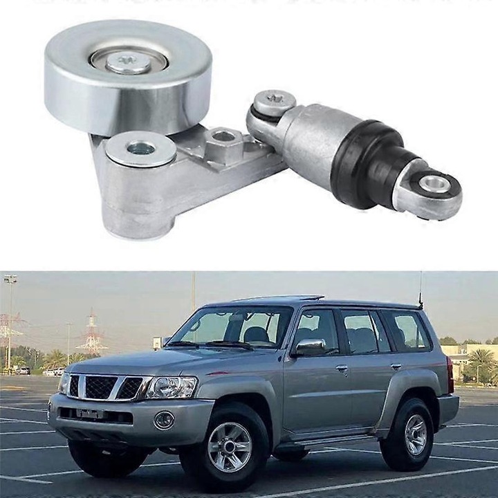 Ventilátor ékszíj feszítő motorhoz Patrol Y61 II Wagon, Navara D22, ZD30 Turbo modellekhez, fém, ezüst