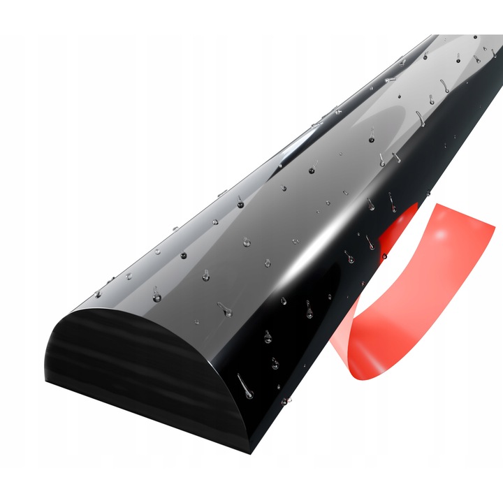 Prag acrilic negru pentru cabina de dus, 10x20mm, 40cm, montaj autoadeziv