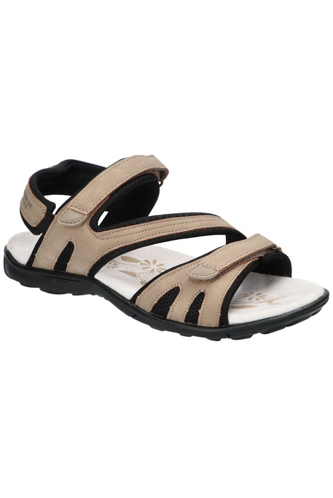 Sandale dama American Club HL216, cu brant din piele naturala, inchidere cu velcro si talpa antiderapanta, Bej