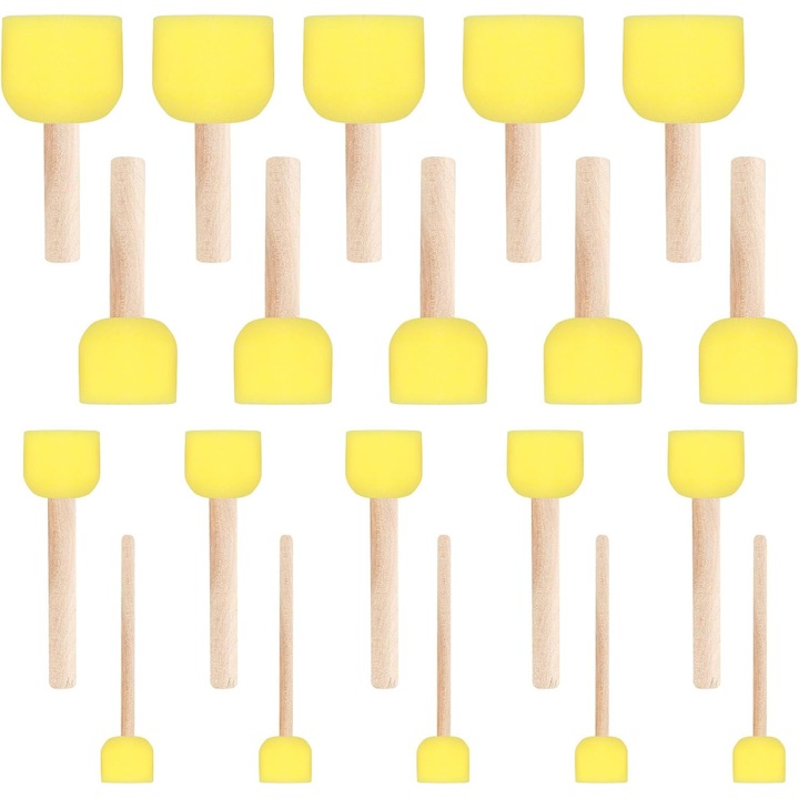 Set 20 de piese pensule rotunde din burete, set de pensule pentru tamponare cu burete, pensule rotunde din spuma, pensule pentru tamponare, pensule pentru pictura DIY, instrumente ceramice pentru pictura, 4 dimensiuni