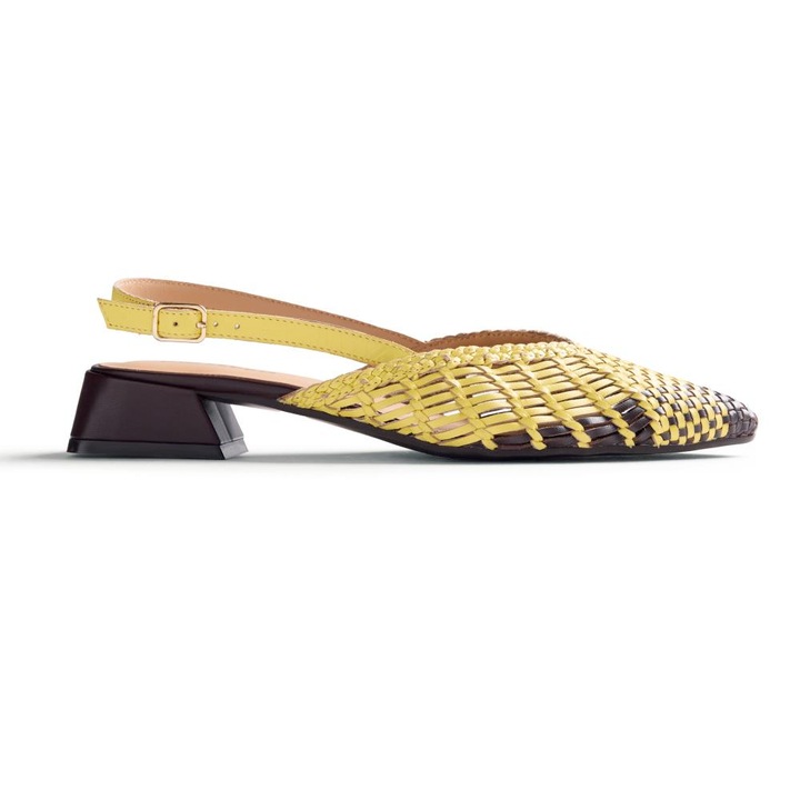 Gioseppo, Pantofi slingback din piele cu aspect impletit Kehanca, Galben