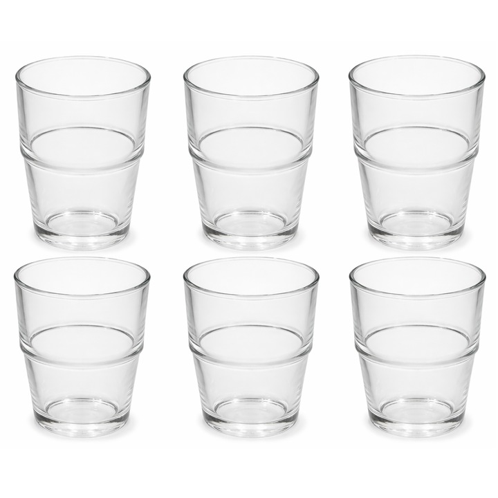 Set 6 pahare, 200ml, 7 x 9.5 cm