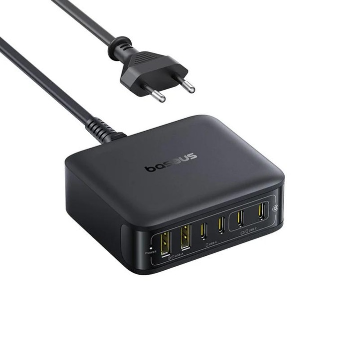 Încărcător rețea Baseus EnerFill FH21, Quick Charge 120W, 4x USB Type-C și 2x USB, negru