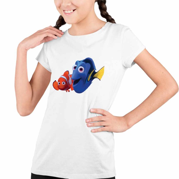 Tricou Copii Fete Cautarea lui Nemo Dory Marlin Tata Viata Marina, Fehér