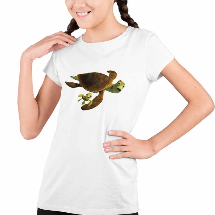 Tricou Copii Fete Finding Nemo Broasca Testoasa Squirt Crush Ocean Viata Marina, Fehér